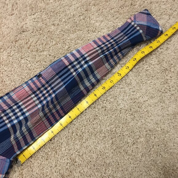 Plaid Sheer Cotton Candy Pink & Blue Classic Button Down Shirt - Picture 14 of 14